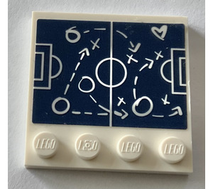 LEGO Tile 4 x 4 with Studs on Edge with Soccer field coaching diagram Sticker (6179)
