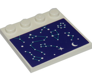 LEGO Tile 4 x 4 with Studs on Edge with Star map Sticker (6179)