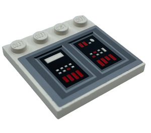 LEGO Tile 4 x 4 med Knotter på Kant med SW Imperial Stjerne Destroyer Control Panel Venstre Side Klistremerke (6179)