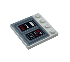 LEGO Flise 4 x 4 med knops på Edge med SW Imperial Stjerne Destroyer Control Panel Højre Side Mønster Klistermærke (6179)