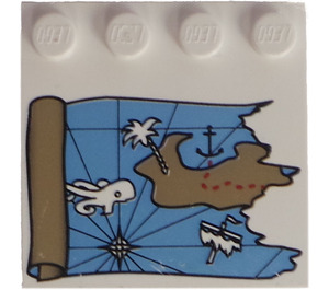 LEGO Tuile 4 x 4 avec Goujons sur Bord avec Treasure Map Left-Demi (6179)