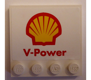 LEGO Tuile 4 x 4 avec Goujons sur Bord avec "V-Power" Autocollant (6179)
