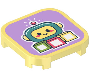 LEGO Tile 4 x 4 x 0.7 Rounded with Toy Robot Sticker (68869)