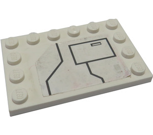LEGO Tuile 4 x 6 avec Goujons sur 3 Edges avec Noir Lines et Grand Hatch Modèle Autocollant (6180)