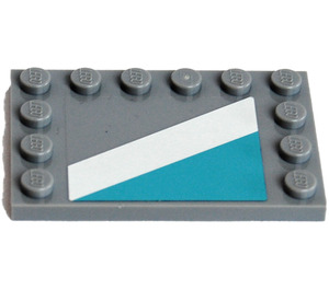 LEGO Tile 4 x 6 with Studs on 3 Edges with Diagonal Stripe Right Sticker (6180)