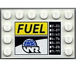 LEGO Tile 4 x 6 with Studs on 3 Edges with 'FUEL' and 'WR' Sticker (6180)