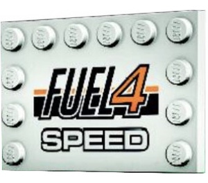 LEGO Tegel 4 x 6 met Noppen aan 3 Edges met 'FUEL4 SPEED' Sticker (6180)