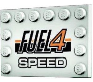 LEGO Tile 4 x 6 with Studs on 3 Edges with 'FUEL4 SPEED' Sticker (6180)