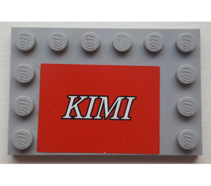 LEGO Tegel 4 x 6 met Noppen aan 3 Edges met 'KIMI' Sticker (6180)