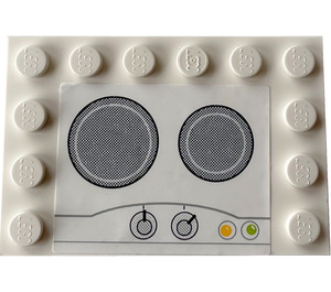LEGO Tile 4 x 6 with Studs on 3 Edges with Studs on Edges Stove Top Sticker (6180)