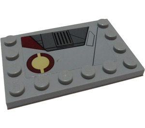 LEGO Tuile 4 x 6 avec Goujons sur 3 Edges avec SW Jedi Interceptor et Dark rouge SW Semicircles (La gauche) Autocollant (6180)