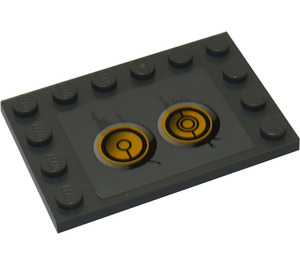 LEGO Tile 4 x 6 with Studs on 3 Edges with Yellow Circles (Bionicle Code), Type 4 Sticker (6180)