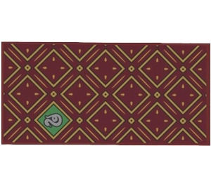 LEGO Tile 4 x 8 Inverted with Gold Squares and HP Slytherin House Snake Sticker (83496)