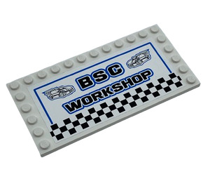 LEGO Tegel 6 x 12 met Noppen aan 3 Edges met 'BSC WORKSHOP' Sticker (6178)