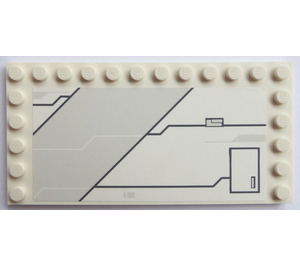 LEGO Plana 6 x 12 con Espigas en 3 Edges con Panel Lines y Hatch Pegatina (6178)