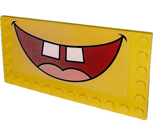 LEGO Flise 6 x 12 med knops på 3 Edges med SpongeBob SquarePants Open Mund Smile Klistermærke (6178)