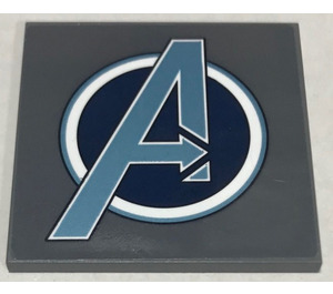 LEGO Tile 6 x 6 with Avengers logo Sticker with Bottom Tubes (10202)
