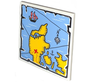 LEGO Tile 6 x 6 with Pirate's Treasure Map (Map of Denmark) Sticker with Bottom Tubes (10202)
