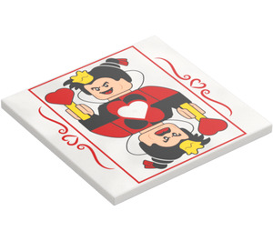 LEGO Tile 6 x 6 with Queen of Hearts Playing Card with Bottom Tubes (10202 / 104672)