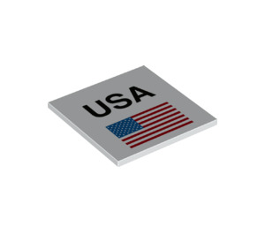 LEGO Fliese 6 x 6 mit 'USA' und Flagge mit Unterrohren (10202 / 78240)