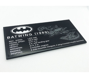 LEGO Tile 8 x 16 with Batwing (1989) and Batman Logo Sticker with Bottom Tubes, Textured Top (90498)