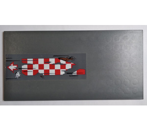 LEGO Tile 8 x 16 with Red and White Tattered Checkered Flag Sticker with Bottom Tubes, Textured Top (90498)