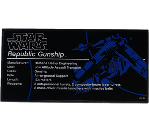 LEGO Tile 8 x 16 with Republic Gunship Sticker with Bottom Tubes, Textured Top (90498)