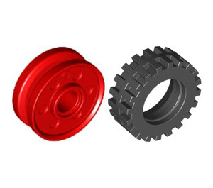 LEGO Tire Ø 30.4 X 11 with Band Around Center of Tread with Rim Narrow Ø18 x 7 and Pin Hole with Shallow Spokes (13971)