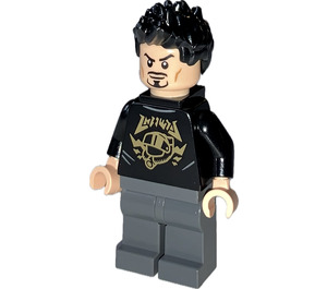 LEGO Tony Stark med Sort Skjorte med Gold Hjelm og Halsbeslag Minifigur