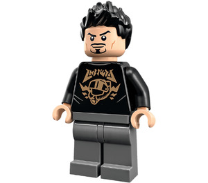 LEGO Tony Stark with Black Shirt with Gold Helmet Minifigure