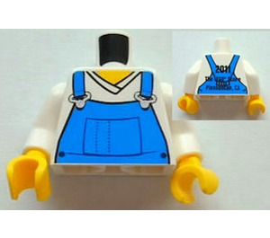 LEGO Torso Blue Overalls with 2011 The LEGO Store Pleasanton, CA Pattern On back (973)