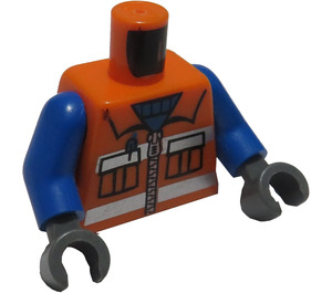 LEGO Torso Construction med Blå Arme og dark stone Grå Hænder (973)