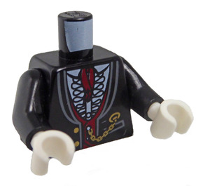 LEGO Torso with Suit Coat, Watch Chain, Dark Red Vest and Necktie, White Ruffled Shirt (76382 / 88585)