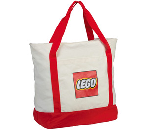 LEGO Tote Bag - blanc, Lego logo, rouge Poignées & Rayures (5005326)