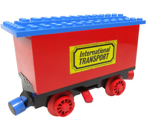 LEGO Train Battery Box Car with "International TRANSPORT" Stickers