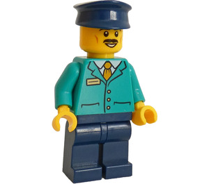 LEGO Zug Conductor mit Dunkles Türkis Uniform und Schnurrbart Minifigur