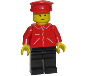 LEGO Vlak Depot Worker s Červená Bunda s Zipper Minifigurka