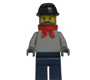 LEGO Train Driver, Dark Blue Legs, Red Scarf, Black Kepi and Stern Expression with Bushy Facial Hair (from Emerald Night) Minifigure