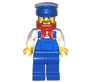 LEGO Trein Bestuurder met Overalls en Blauw Pet Minifiguur