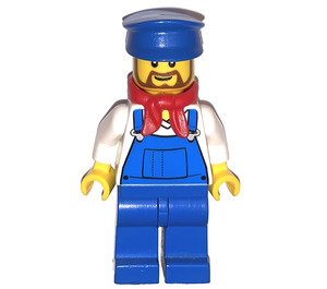 LEGO Trein Driver met Overalls en Blauw Pet minifiguur