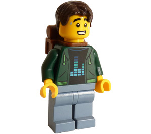 LEGO Train Station Man - Dark Green Hoodie Minifigure