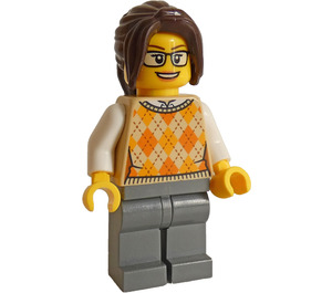 LEGO Train Station Woman - Dark Brown Ponytail Minifigure