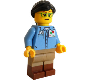 LEGO Tåg Worker - Kvinna med Octan Skjorta Minifigur