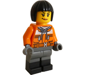 LEGO Vlak Worker - ženský s oranžová Bunda Minifigurka