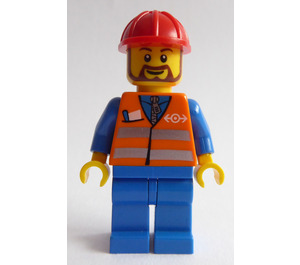 LEGO Vlak Worker s Hnědá Vousy  Minifigurka