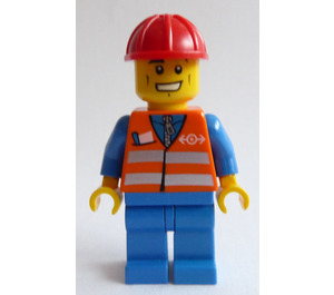 LEGO Tåg Worker med Opened Mun med Breda Flin Minifigur