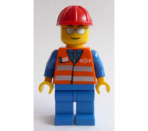 LEGO Zug Worker mit Orange Sicherheitsweste und Silber Streifen Minifigur