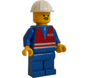 LEGO Train Yard Worker with Red Vest and Pointed Moustache Minifigure