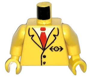 LEGO Trains Torso with Suit and Red Tie Pattern with Yellow Arms and Yellow Hands (973 / 73403)