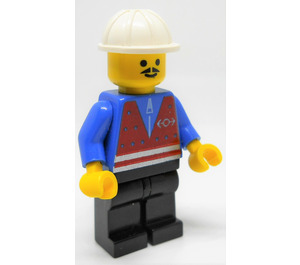 LEGO Trains Worker met Rood Vest en Moustache minifiguur